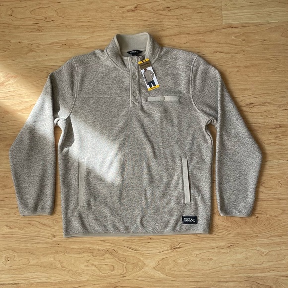 Eddie Bauer Men's Sweater Fleece Pullover in Medium Heather Ivory New With Tags - Picture 2 of 8